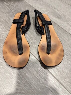 Women's Black Leather Knot Thong Sandals Bridgette’s